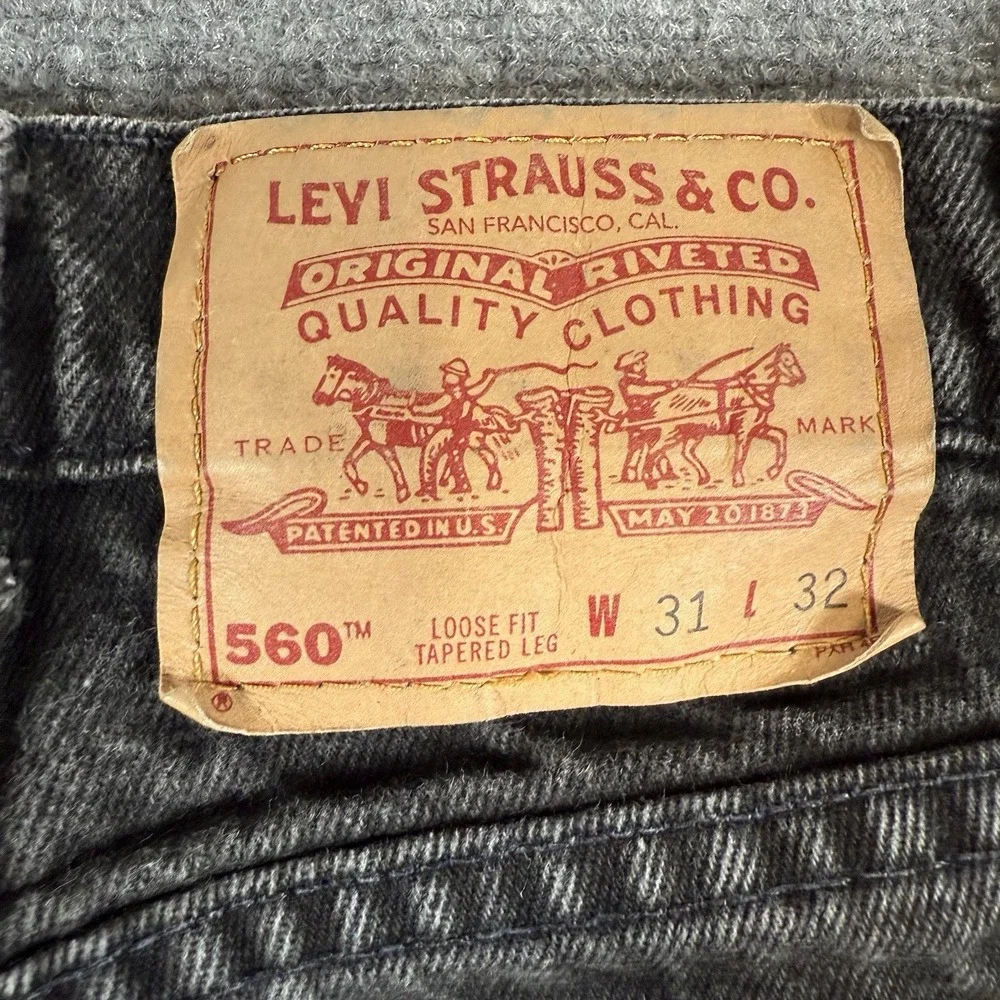 Vintage Levi's Jeans Men 31x32 (27x28) Black 560 Baggy Loose‎ Fit Tapered Leg